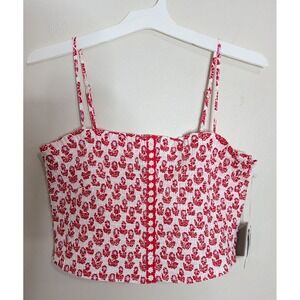 *NWT* Roller Rabbit x Target Women Sz Large Smocked Peplum Tank Top Red/Lavender
